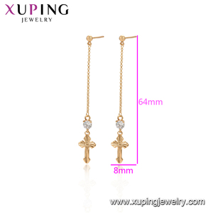 97287 Xuping antiguo estilo <span class=keywords><strong>real</strong></span> chapado en oro del encanto de la manera pendiente de gota de la Cruz - Product Image 2