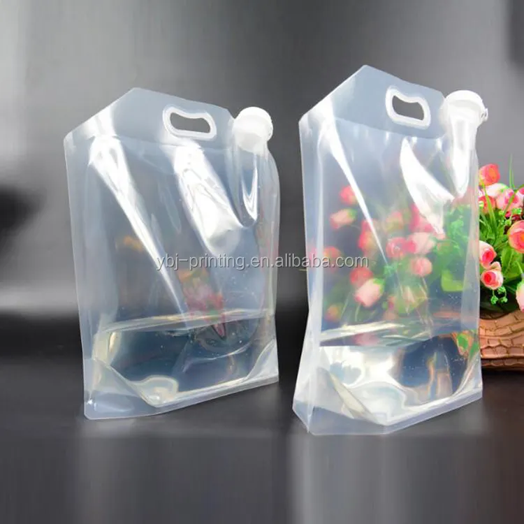 Unique design outdoor transparent 5L Spout Pouch Plastic Drinking Water Bag/Reusable beer packaging Spout Pouch with handle