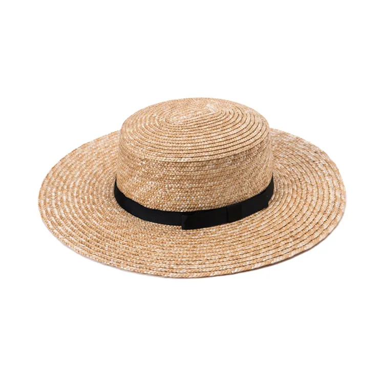 Atacado fabricante meninas verão praia viseira de proteção sol panamá mulheres chapéu de palha balde
