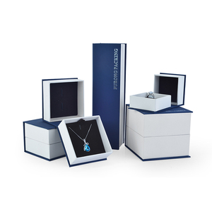 Wholesale custom jewellery packing paper box blue paper jewelry box with logo