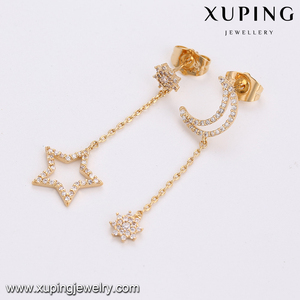 93502 Custom Jewelry Wholesale 18k Gold <strong>Moon</strong> <strong>Star</strong> Long <strong>Earrings</strong> - Product Image 3