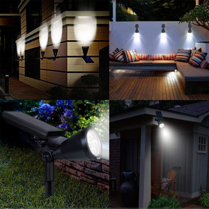 Venta al por mayor, foco Solar impermeable 4 LED, foco Solar ajustable, luz para césped al aire libre