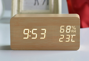 Bằng Gỗ PVC Đa Chức Năng Nhiệt Kế Báo Thức Kỹ Thuật Số Màu LCD Hiển Thị Đồng Hồ - Product Image 2