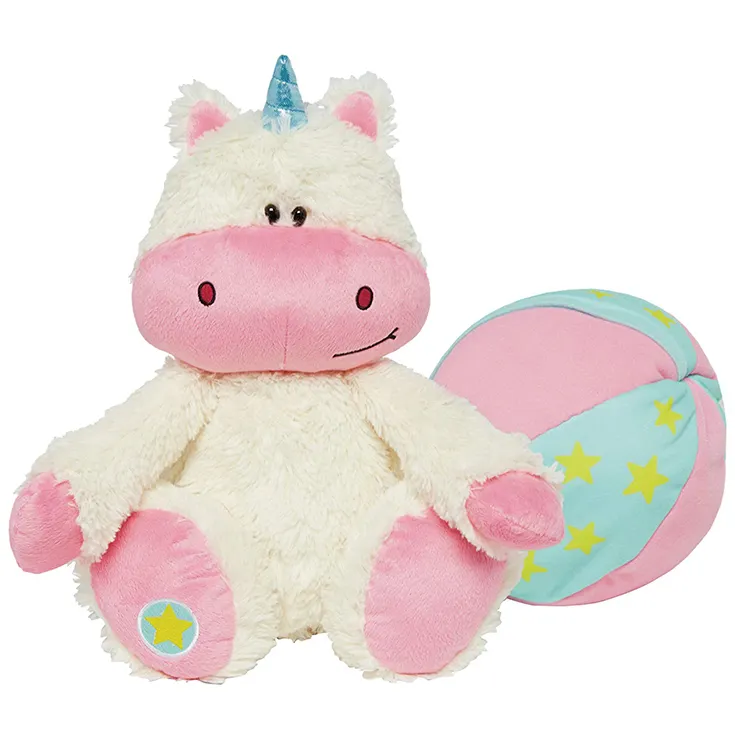 2 in 1 soft unicorn stuffed and plush animal toy convertible from unicorn to ball toy reversible zipped plush doll