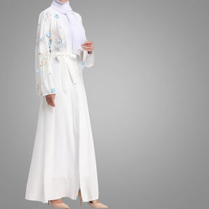 Di trasporto di modo Musulmano Cintura Del <span class=keywords><strong>Kimono</strong></span> Abaya Manica Lunga Dubai Nero di Stile Del Ricamo Aperto Abaya Vestito <span class=keywords><strong>Tradizionale</strong></span> Indonesia - Product Image 2