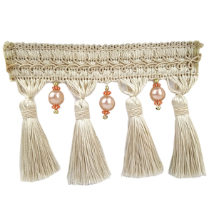 Alta calidad con cuentas Fringe tassel TRIM con pompom bolas