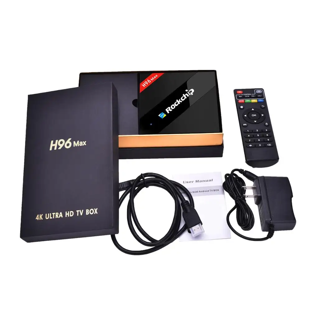 Fábrica de Android caja de TV inteligente RK3399 con tarjeta SIM 4G 32G 2,4 GB / 5GB Dual Wifi h96.