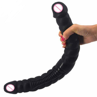 Dildo Doble Grande Negro para Adultos, Diseño Flexible, Juguete Sexual Realista para Mujeres y Parejas, Placer Íntimo