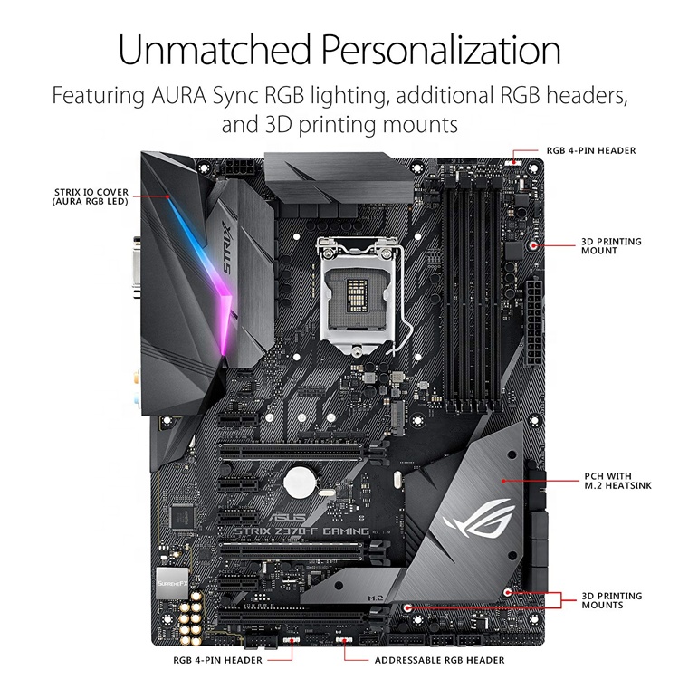 Used ASUS ROG STRIX Z370-F Gaming Motherboard, Intel Z370, 64GB