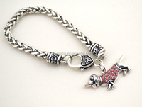 Bracelet avec fermoir à homard et pendentif mignon en forme de chien teckel en pierre de cristal pour les amoureux des animaux