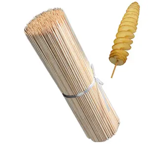 50pcs 23.5'' Bamboo Wood Skewers BBQ Tornado Skewer Large Natural Wood  String Spiral Potato Skewers BBQ Accessories 60cm x 8mm