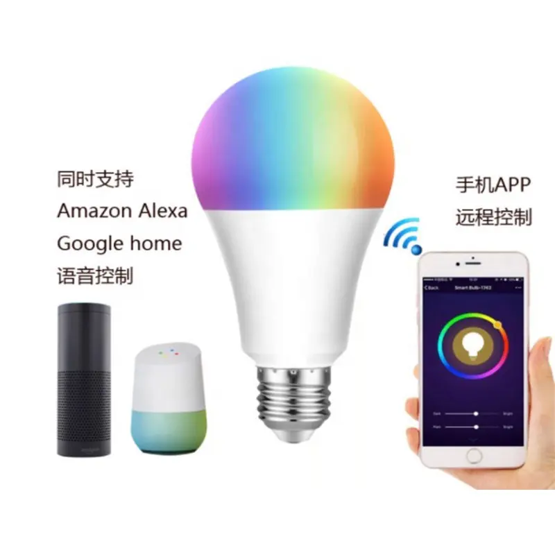 Alexa/Googlehome/TTTT intelligent led bulb super bright RGBCW 5w 10w E27/B22 phone App/voice control dimmable smart bulb light