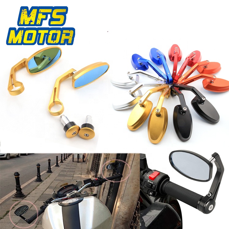 Синее стекло мотоцикла CNC заднего вида боковые зеркала универсальные 7/8 "22 мм руль бар конец зеркало для Honda CBR Kawasaki Z1000 YZF