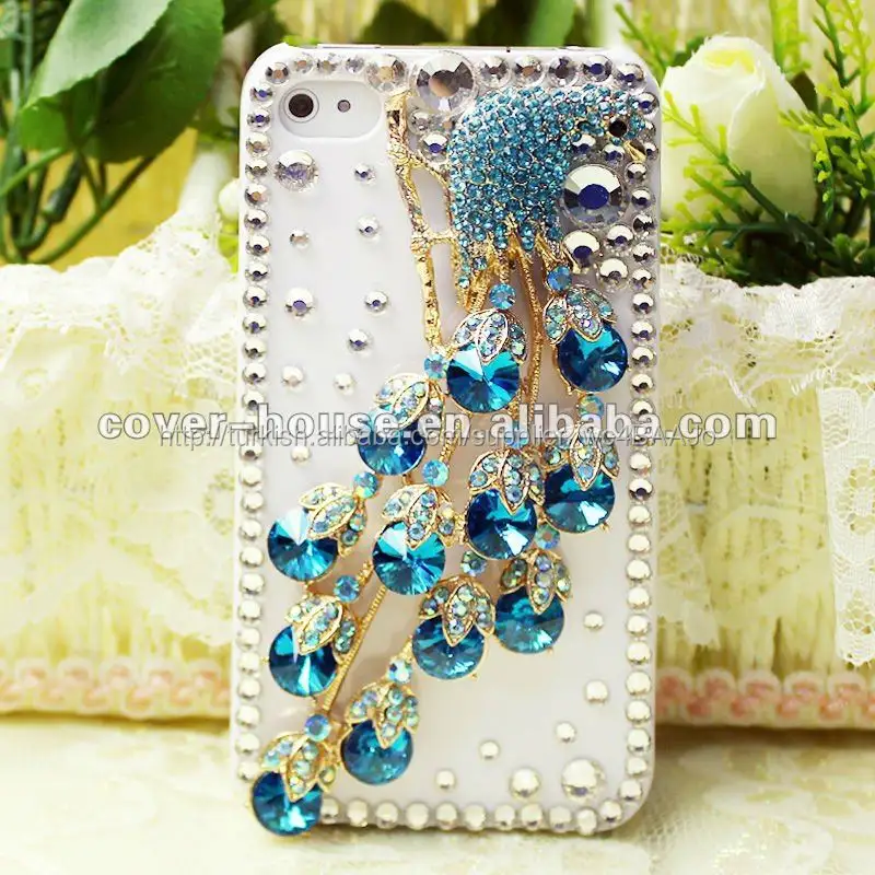 yapımı 3d tavuskuşu durumda bling kristal yapay elmas iphone 4 4s için