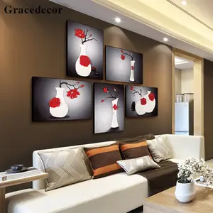 5 Pieces Pop Abstract Flower Art Paintings Gallery