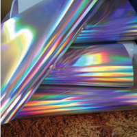 Vinilo Holográfico Reflectante para Transferencia de Calor, Película de Corte TPU Multicolor Arcoíris Plateado para Etiquetas de Ropa