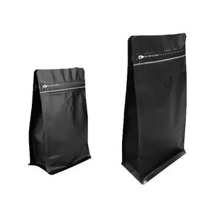 Koffie Zakken Matte Black 8 Oz 16 Oz Hersluitbare Koffie Opbergtas met klep Luchtdicht Rits Platte Bodem Pouch Bag voor Bonen Koffie