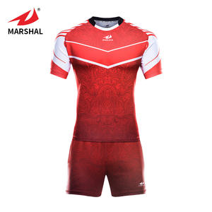 เสื้อรักบี้ราคาถูกแบบกำหนดเอง เสื้อเจอร์ซีย์สีแดงแบบซับลิเมชั่น ชุดกีฬา ชุดยูนิฟอร์มสโมสรรักบี้ ชุดรักบี้ - Product Image 2