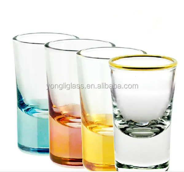 Gute Qualität schönes Regenbogen Schnaps glas, touristische Souvenir Schnaps glas, farbige Boden Schnaps gläser