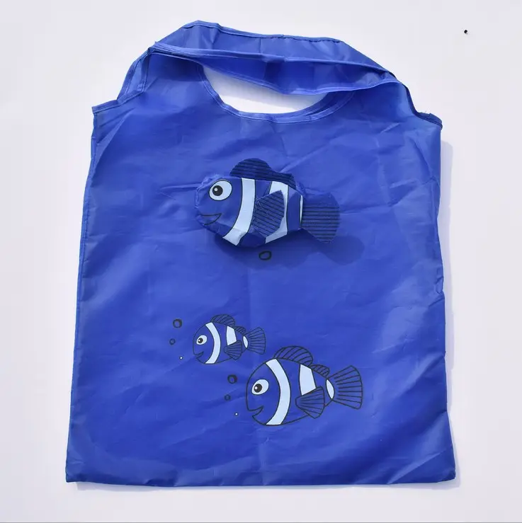 Logotipo pode ser impresso o saco dobrável do poliéster da compra de peixe multicolor
