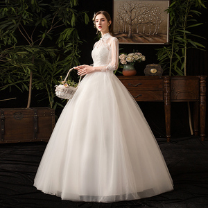 <span class=keywords><strong>Robe</strong></span> de mariée élégante et magnifique à col haut, manches longues, longueur au sol, <span class=keywords><strong>robe</strong></span> de bal, nouvelle collection 2019 - Product Image 2