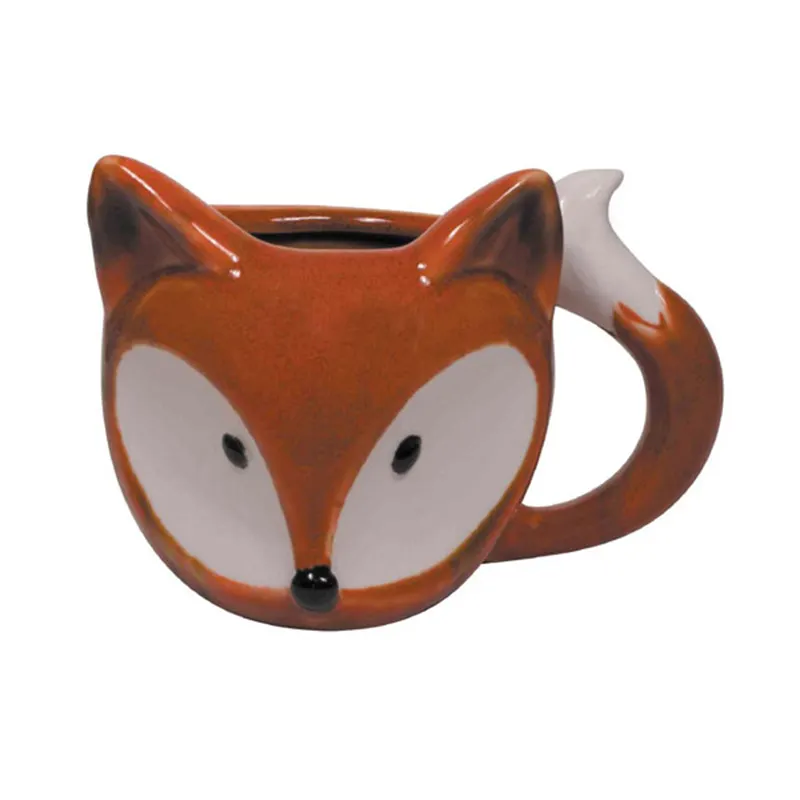 Novidade Fox 3D Cartoon Cerâmica Coffee Cup Caneca Promocional