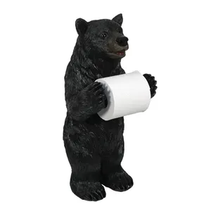 اليد الطلاء بوليريسين يقف الدب الأسود حامل ورق المرحاض