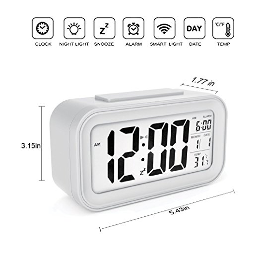 Zogift 2018 <span class=keywords><strong>Amazon</strong></span> Snooze Light Large ÉCRAN LCD Affichage Numérique Alarme Horloge - Product Image 5