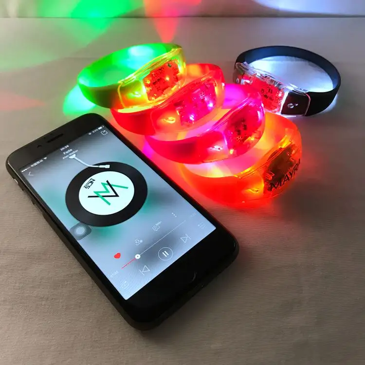 2019 New Year Party Music Sound Activated Flashing Concert LED Light Bracelet, Light Up Bracelet, Led Wrist bands