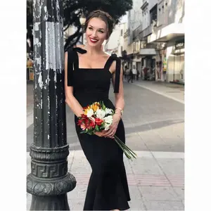 Facebook Boho Gaun Sutra Gadis Seksi Elegan Elegan Mode Gaun Hitam Putri Duyung Malam Imitasi Pengantin Pengantin Wanita Seksi Bahu Terbuka