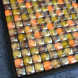 New building construction century 8mm thickness penny crystal gold glass mosaic for swimming pool tile