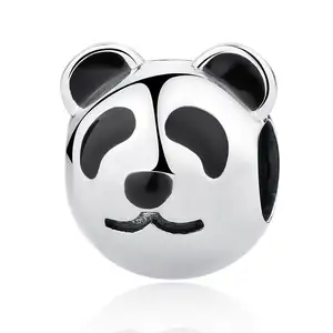 Ayar gümüş sevimli şişman Panda hayvan Charm 925 gümüş