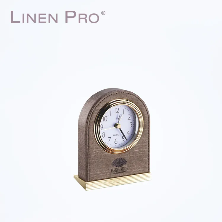 Linenpro Hot Selling Logo Personalized Radio Hotel Leather Alarm Clock