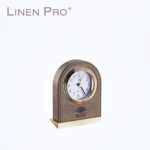 Linenpro 热卖标志个性化无线电酒店皮革闹钟