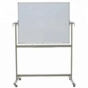 Magnetic Mobile Whiteboard - 48x36 inches Adjustable Height and 360 Reversible Double-Sided Dry Erase Board Aluminum Frame