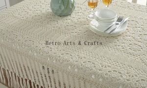 Vendita calda in stile Vintage floreale di pizzo tavolo 100% <span class=keywords><strong>cotone</strong></span> e <span class=keywords><strong>tovaglia</strong></span> all'uncinetto a mano - Product Image 3