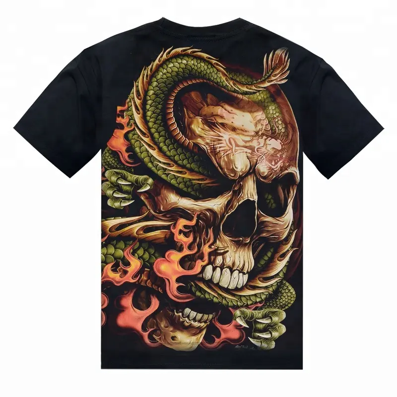 T-Shirt manches courtes, impression de tatouage, noir