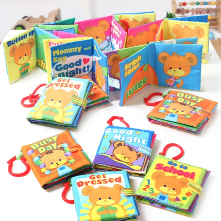 Kreatives Design Cartoon Mini Frühe Bildung Stoff Buch Aktivität Crinkle Baby Bücher Stoff Buch
