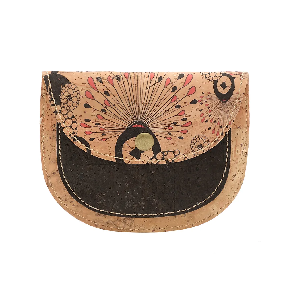 Bolso de mano con corcho de pavo real, bolsa de mano informal, 731011 con cremallera negra y broche, estampado Vintage, algodón con logotipo personalizado, 100 Uds.