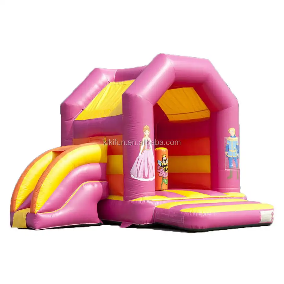 เจ้าหญิงสีชมพูและ prince theme เด็ก inflatable bouncer bouncy ปราสาทกระโดดบ้าน combo ของเล่นขนาดเล็กสไลด์