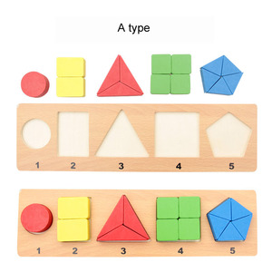 YF-X3060 đầy màu sắc DIY giáo dục trẻ em cầm tay bằng gỗ 3D hình học nhận thức câu đố hình dạng hình học câu đố - Product Image 4