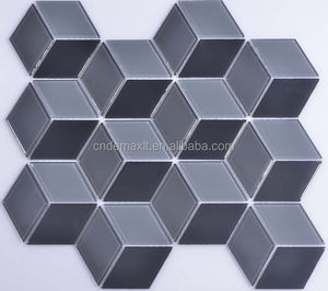 Poli Noir et <span class=keywords><strong>Blanc</strong></span> Cube 3D Salle De Bains Mur Mosaïque De Marbre Carrelage - Product Image 1