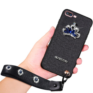 Lujo taladro <span class=keywords><strong>reina</strong></span> de cuero patrón del mitón Sling caso de teléfono inteligente para el iPhone X - Product Image 2