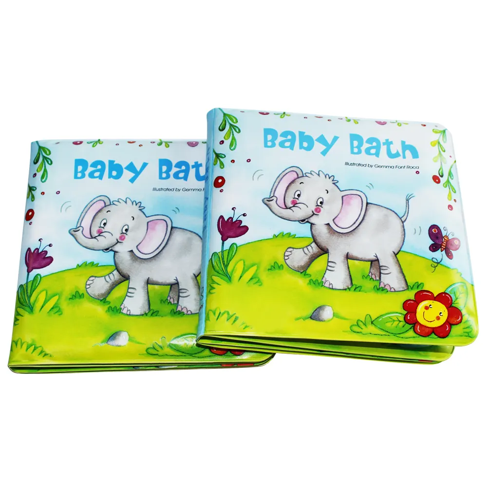 Esummi libro da bagno per bambini impermeabile educativo per bambini, libri di plastica galleggianti con elefante carino stampa di libri per bambini
