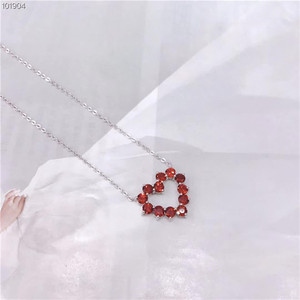 Delicado corazón encantador joyería de piedras preciosas 925 plata esterlina 4mm granate <span class=keywords><strong>rojo</strong></span> Natural COLLAR <span class=keywords><strong>COLGANTE</strong></span> para mujer - Product Image 5