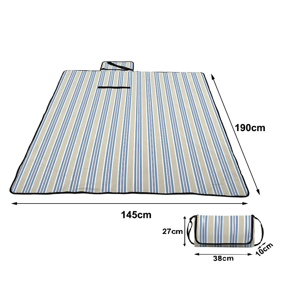 High Quality Stripe Patterns Compact Size Picnic Mat miu color Outdoor Waterproof Picnic Blanket 3 layers Thickened Mat