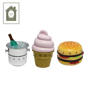 Creative Twist 60 Minutes/Novelty Small Mechanical Counting Down Style Food Cooking Kitchen Timer-Ice bucket,Ice cream,hamburger