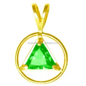 Full Customized jewellery mom pendant Alcoholics Anonymous AA Symbol Necklace with Triangle CZ for women