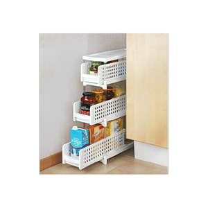 Roulettes amovibles de cuisine et de salle de bains, 3 étages, <span class=keywords><strong>tiroir</strong></span> de rangement coulissant mince avec couvercle - Product Image 1