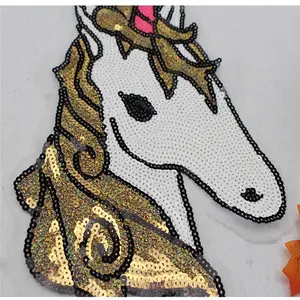 Patchs femme, broderie à paillettes motif cheval licorne, couture ou fer à repasser, nouveau Design à la mode, 2018